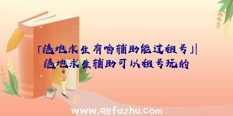「绝地求生有啥辅助能过租号」|绝地求生辅助可以租号玩的